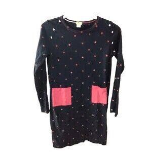 Crewcuts Apple Print Pink Front Pockets Long Sleeve Dress Girls Size 12